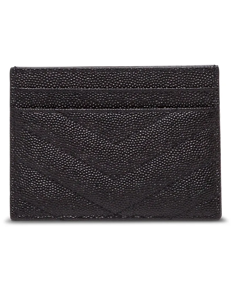 Saint Laurent Women's Card Holder Quilted Leather Black Calfskin Accessory Black