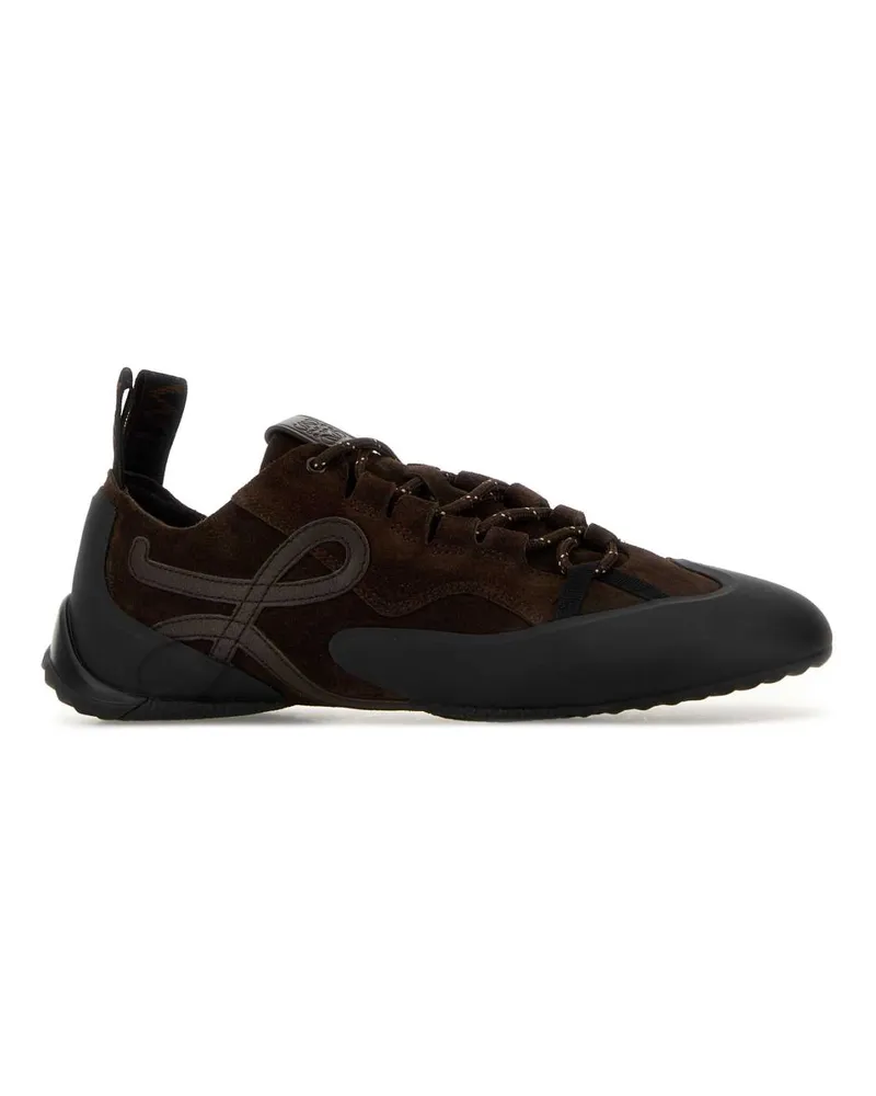 Loewe Women's Brown Suede Grip Sneakers Dark Brown-Dark Brown/dark Brown