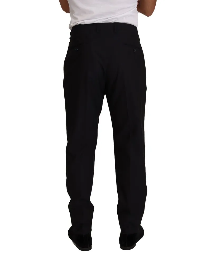 Dolce & Gabbana Men's Blue Wool Silk Formal Trouser Dress Pants Virgin Black