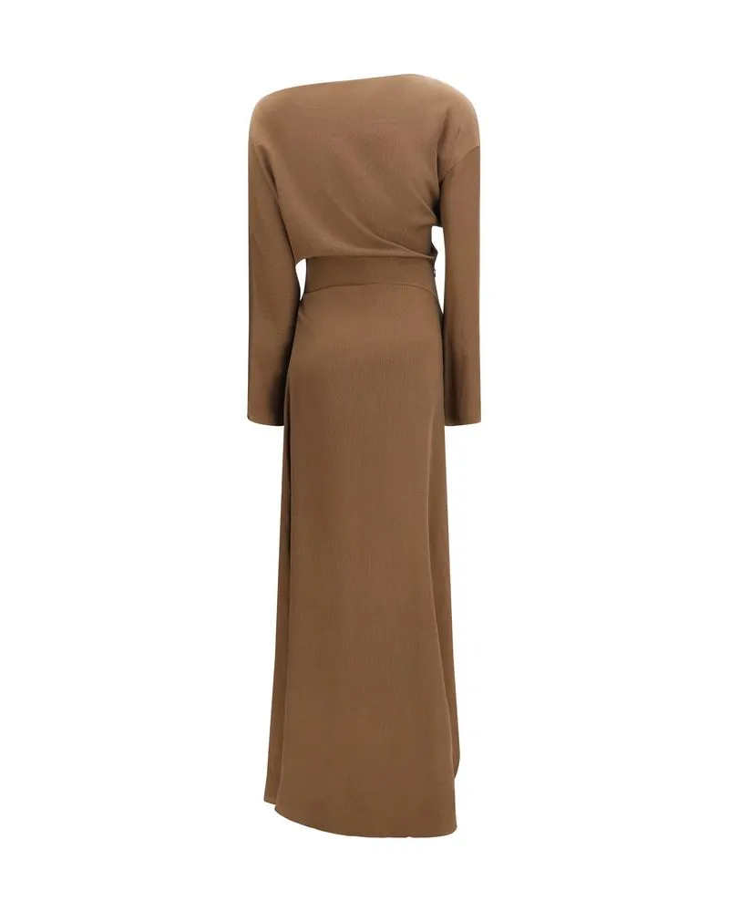 Petar Petrov Women Brown Silk Casual Dress Brown