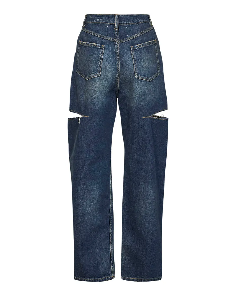 Maison Margiela Slashed Thigh Denim Jeans — Blue Blue