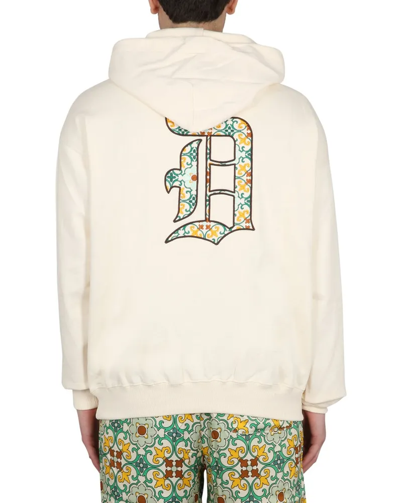 Drôle de Monsieur Logo-Embroidered Hooded Sweatshirt — Beige Beige