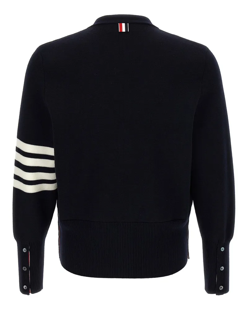 Thom Browne Bar Striped Virgin Wool Cardigan — Black Black