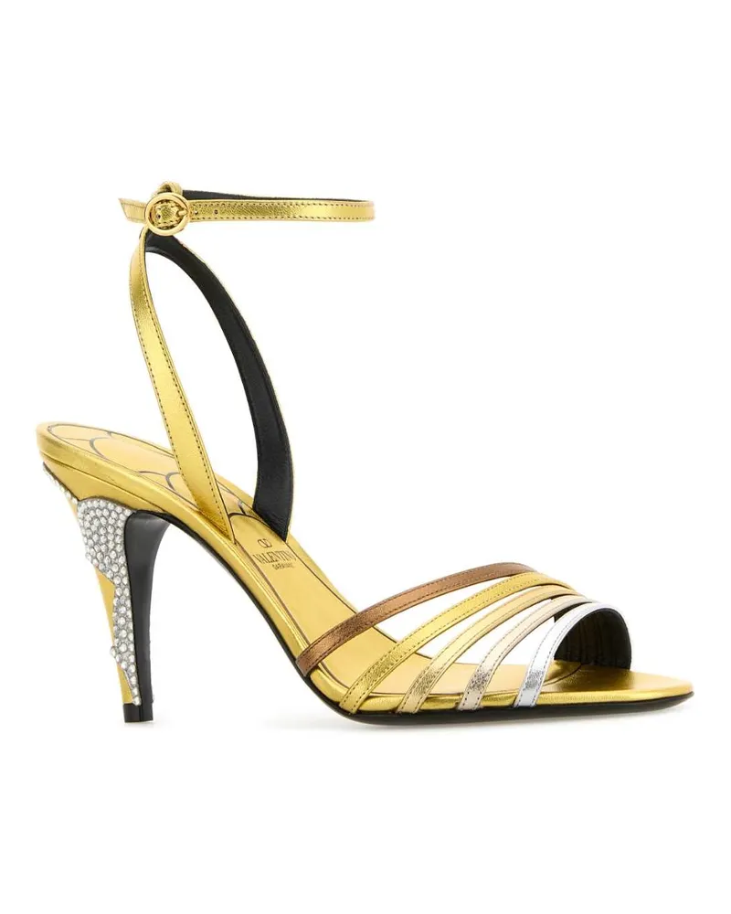 Valentino Garavani Women's Multicolor Leather Ladycrush Sandals Multicolorbronzosilvershade Sandali Gold