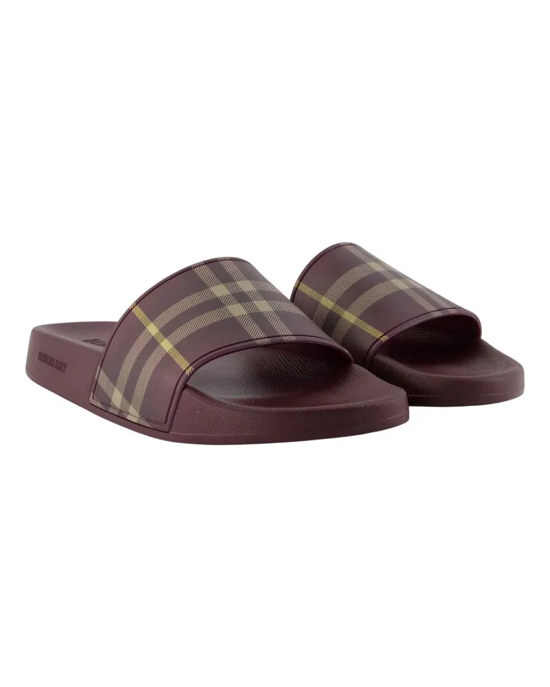 Burberry Women's Furley Large Check Sandals -  Synthetic Burgundy Shoes Burgundy