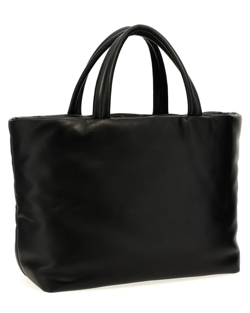 Saint Laurent Embossed-Logo Nappa Leather Tote Bag — Black Black