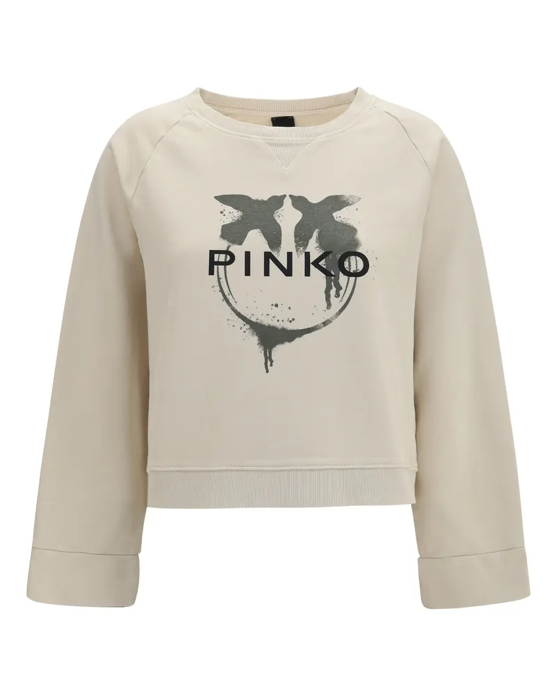Pinko Women Sweatshirt Neves Multicolour Beige-Green Cotton Sweatshirts Beige/green Sweater Beige