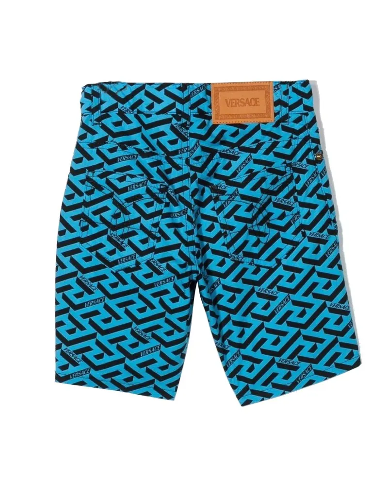 Versace Logo-Printed Cotton Shorts — Multicolor Multicolor