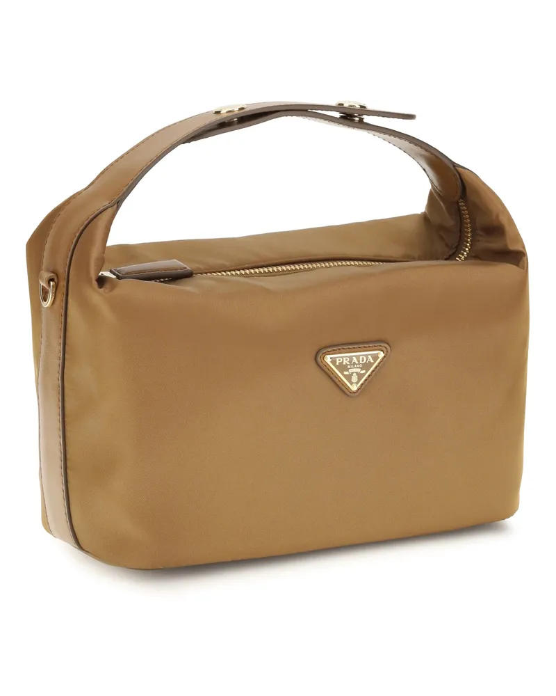 Prada Women's Chérie Mini Handbag Brandy Recycled Polyamide Handbags Hand Bags Bronze