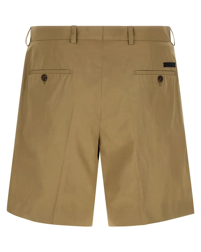 Prada Cotton Poplin Bermuda Shorts — Camel Camel