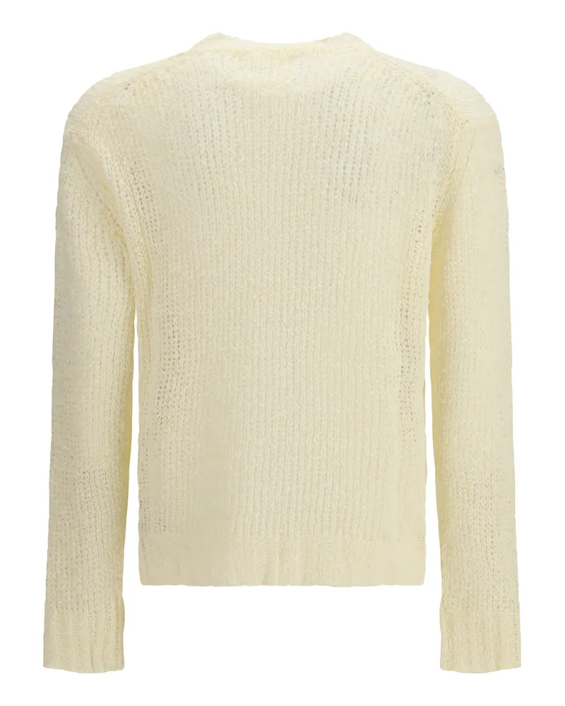 Jil Sander Men's Openwork Sweater Eggshell Linen White