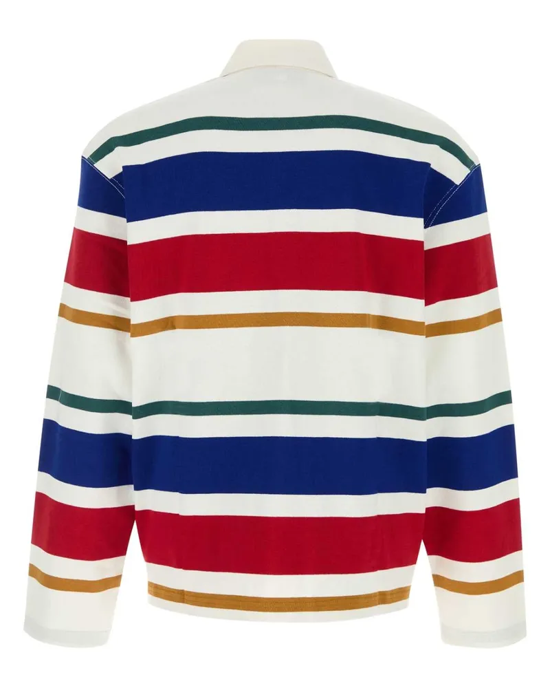 AMI Paris Men's Embroidered Cotton Polo Shirt Whitebluered Exterior Exterior: T-shirts And Polos Multicolor