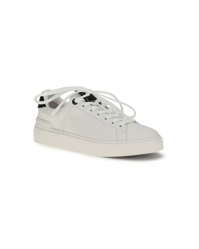 Balmain Women's Black Calf Leather Bos Taurus Low Top Sneakers White