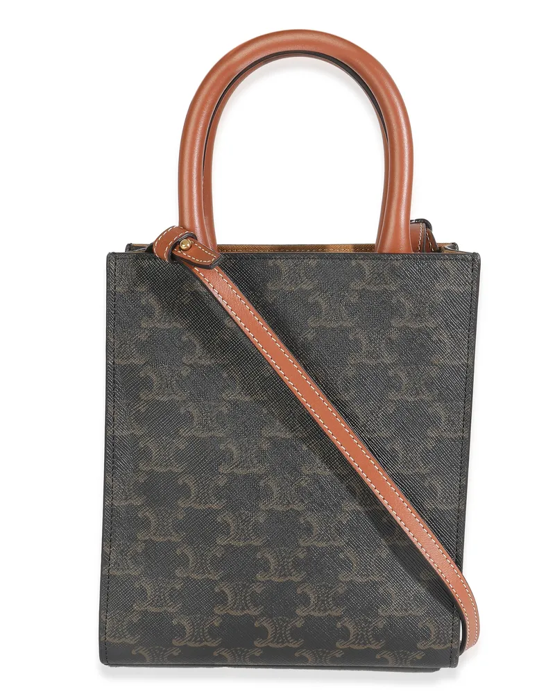 Celine Men's Brown Triomphe Canvas Vertical Cabas Handbag Bag Brown