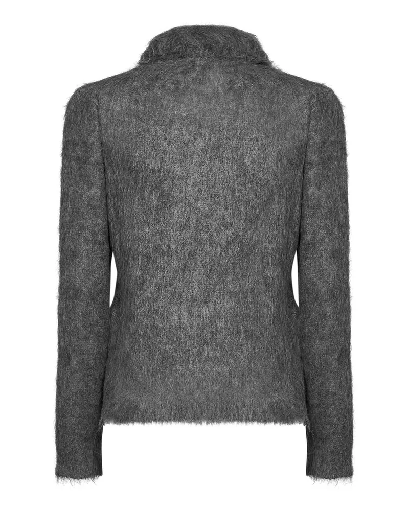Chloé Women's Polo Shirt Smoky Grey Alpaca-Blend Knitwear Sweater Gray
