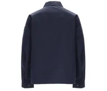 Cotton Blend Cargo Overshirt Jacket — Blue