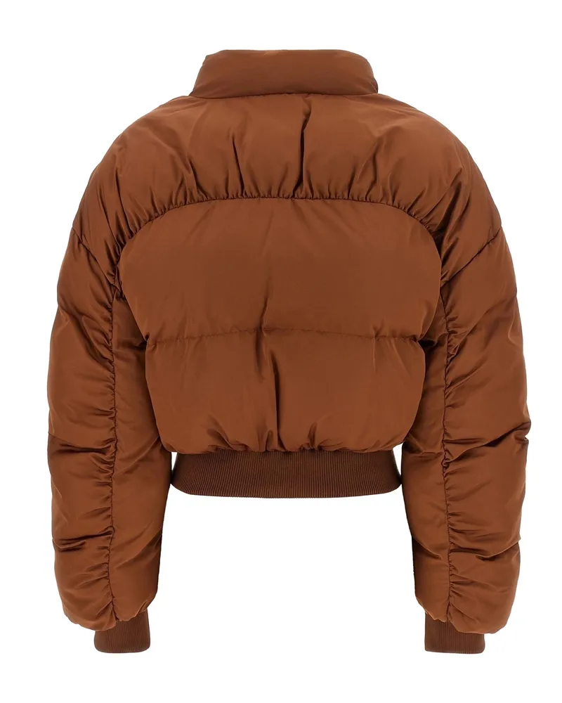 Elisabetta Franchi Donut Collar Puffer Jacket — Brown Brown