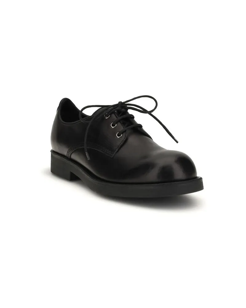 Maison Margiela Men's Black Calf Leather Bos Taurus Oxfords And Derbies Shoe Black