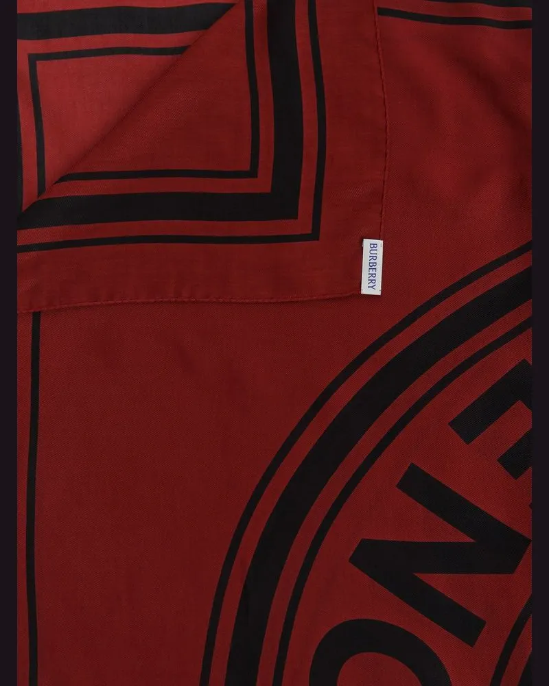 Burberry Logo Roundel Square Scarf — Red Red
