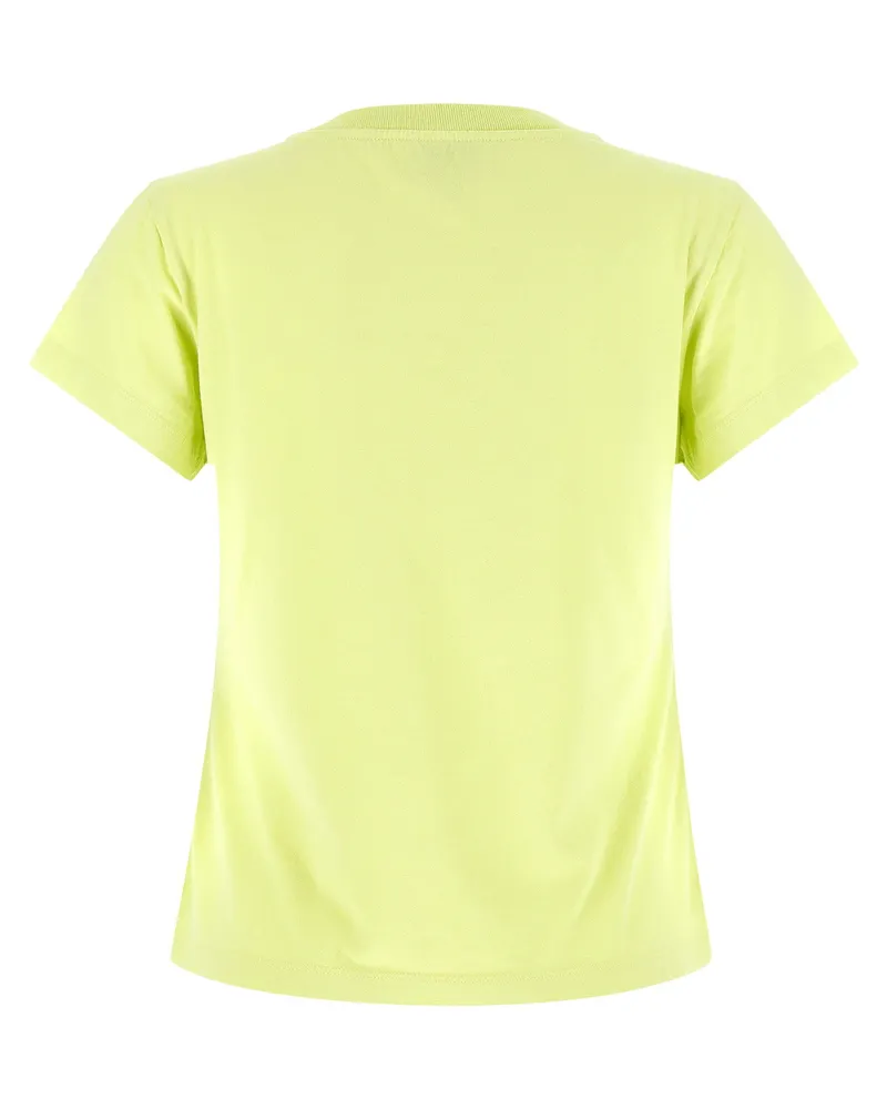 Ganni Tiger-Print Cotton T-Shirt — Yellow Yellow