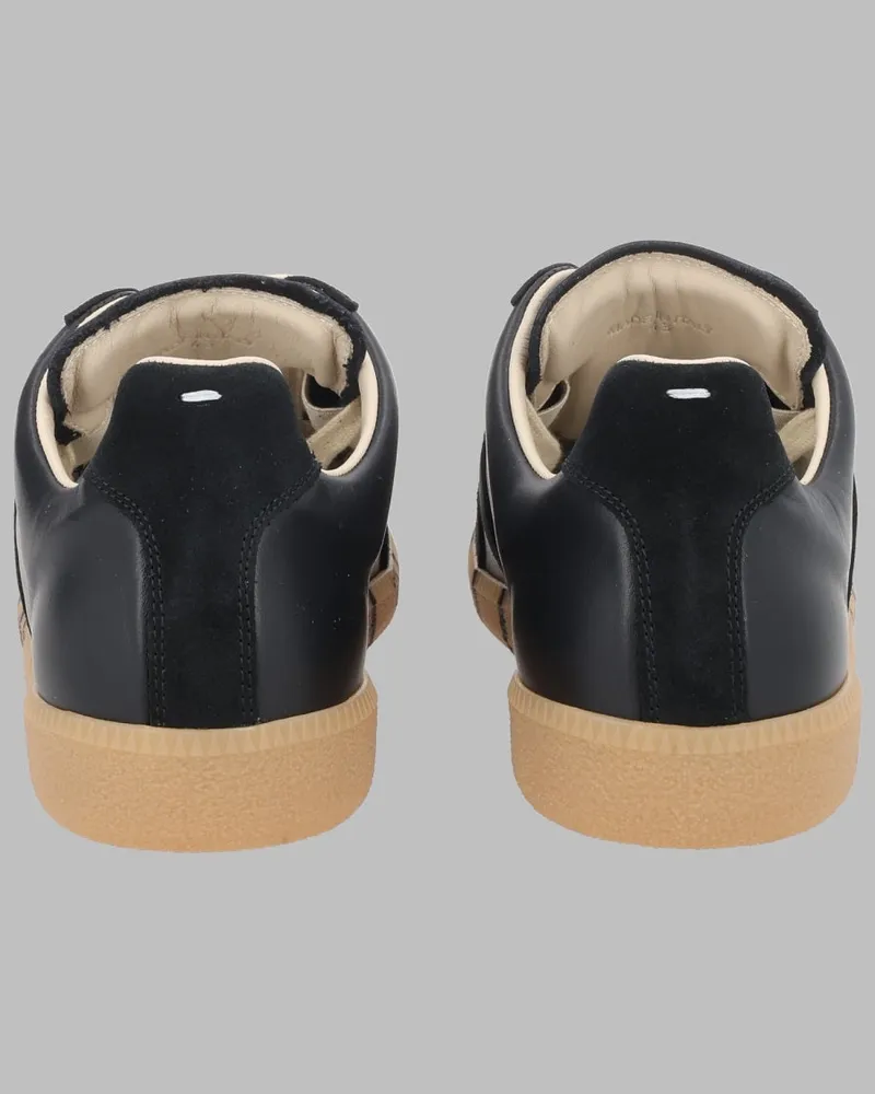 Maison Margiela Men's Sneakers Replica Black Leather Trainers Black