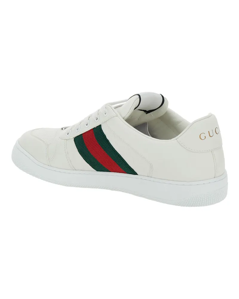 Gucci Men's Low Sneakers Screener White Leather Lambskin Trainers White