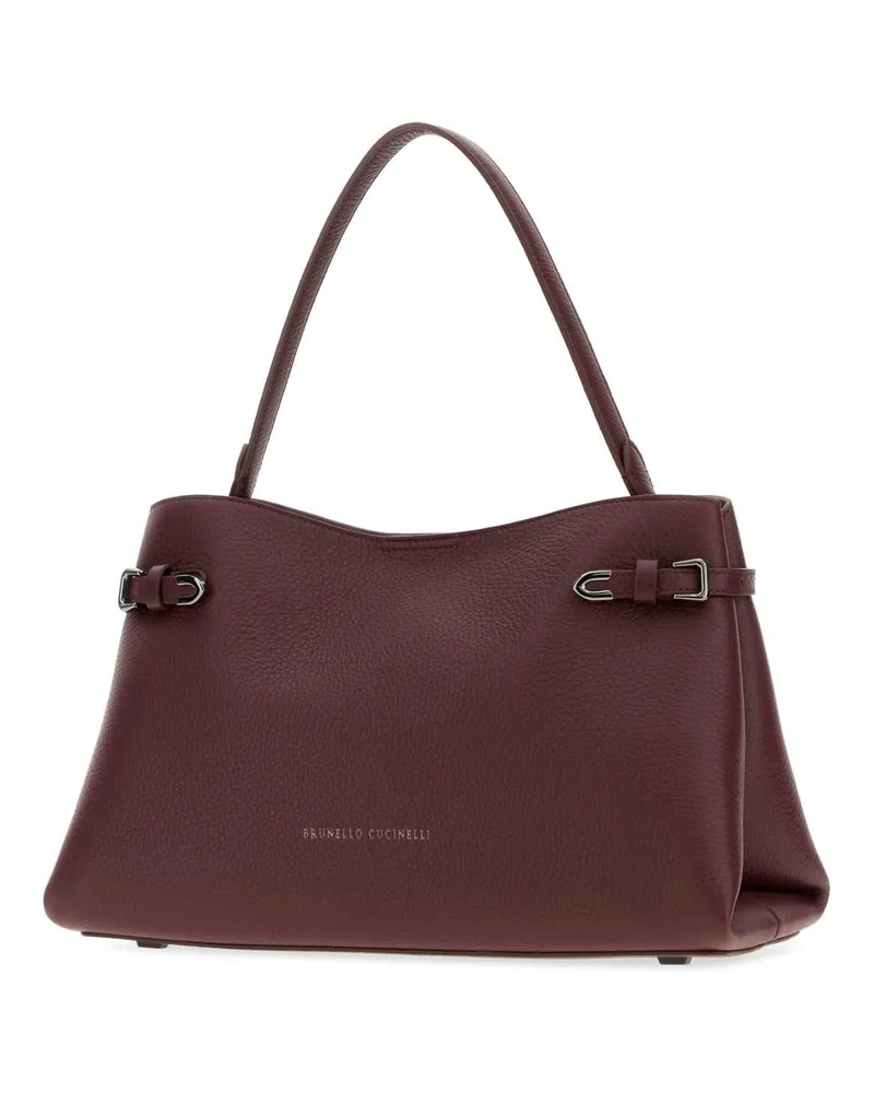 Brunello Cucinelli Scottish Red Deer Leather Shoulder Bag — Purple Purple