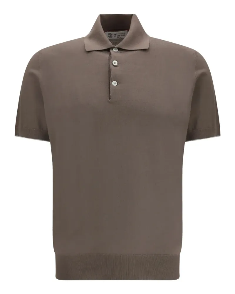 Brunello Cucinelli Men's Short-Sleeve Polo Shirt Ss26 M Taupe