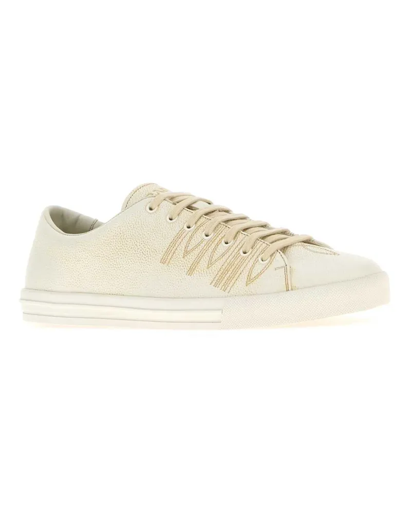 Prada Men's Ivory Leather Sneakers Talco Calfleather Beige