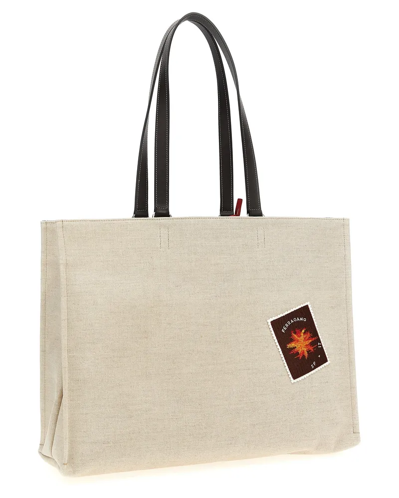 Ferragamo Women's Beige Fabric Tote Bag Beige