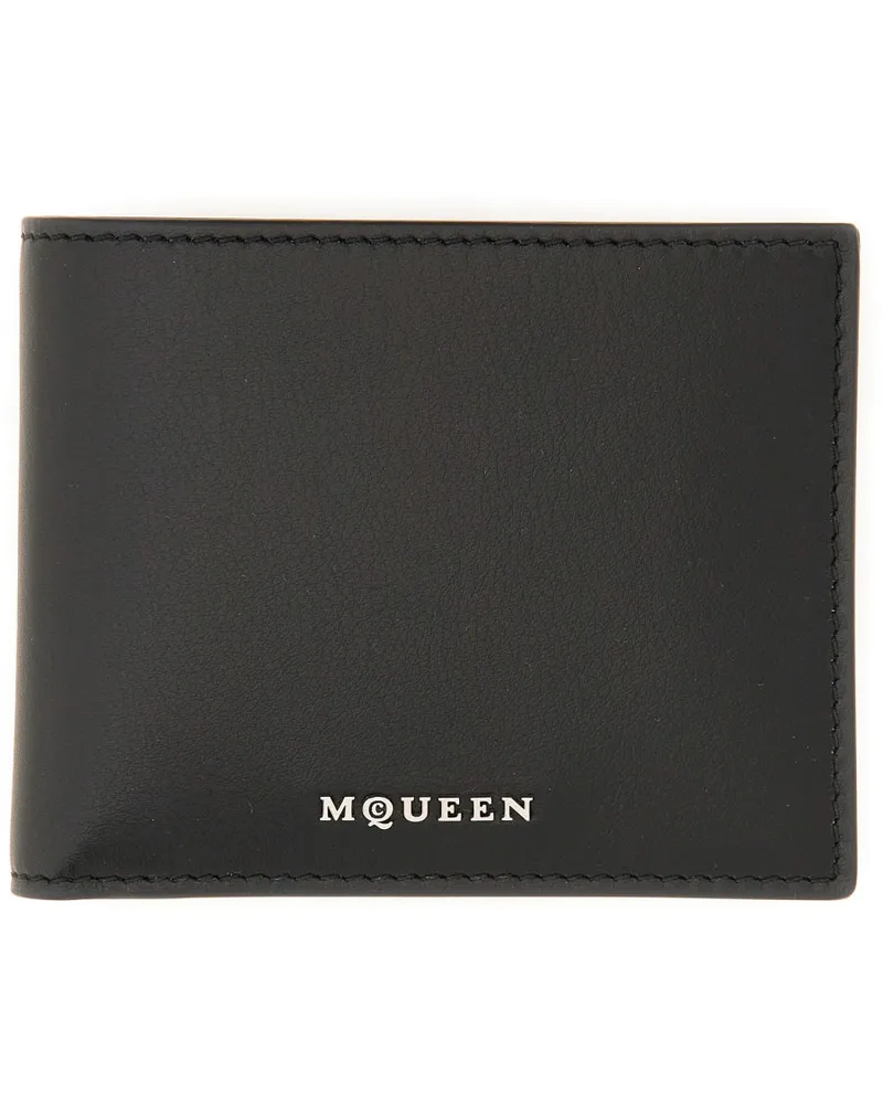 Alexander McQueen Logo-Detailed Calfskin Wallet — Black Black
