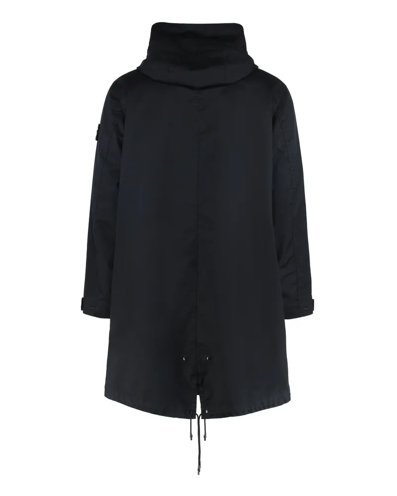 Stone Island Men's Wool Twill Parka With Hood Blue Virgin Parkas Coat Blue