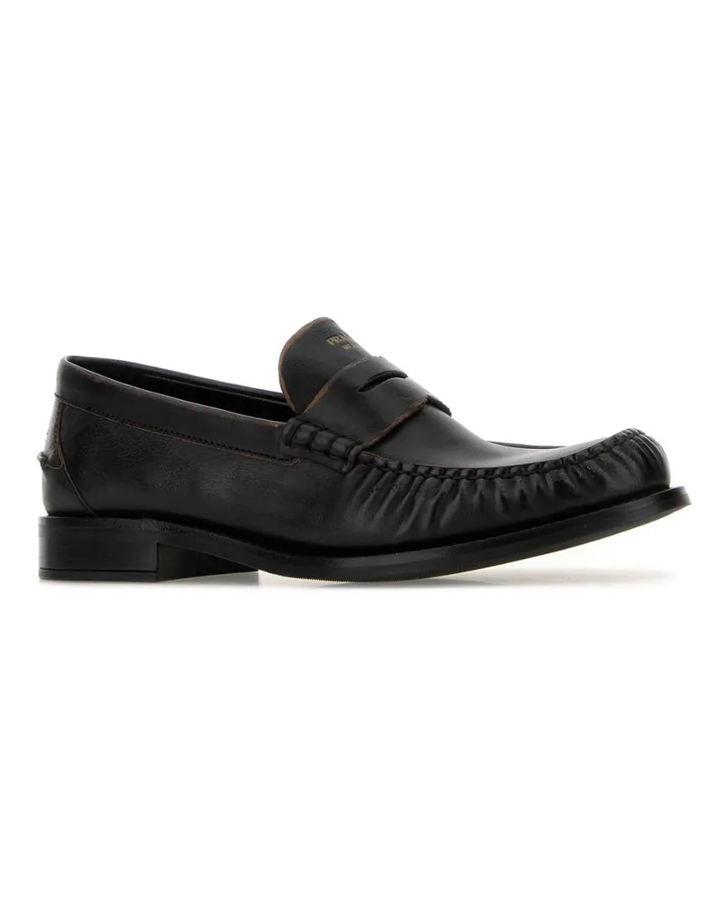 Prada Women's Black Leather Loafers Nero+cuoio Mocassini Black