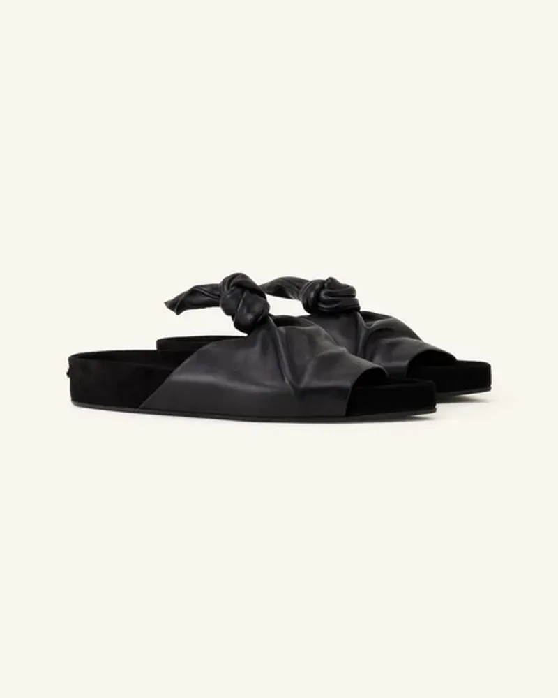 Lanvin Knotted Velvet Slippers — Black Black