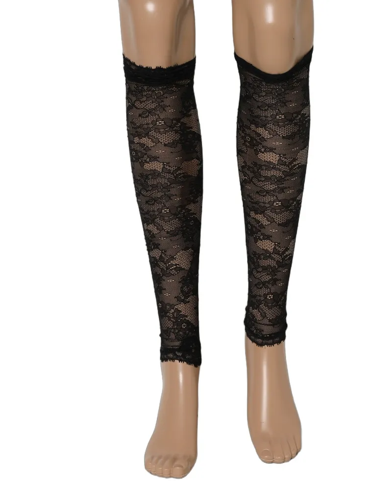 Dolce & Gabbana Women's Black Floral Lace Nylon Stretch Knee Socks Elastane Clothing Black