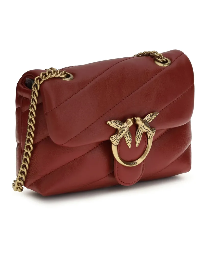 Pinko Women's Love Baby Shoulder Bag Rosso Scuro-Antique Gold Calf Leather Bos Taurus Red