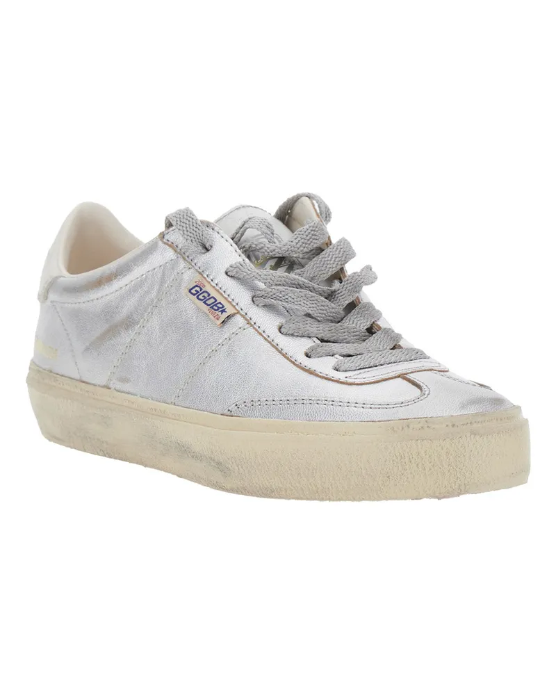 Golden Goose Metallic Laminated Leather Sneaker — Silver Silver