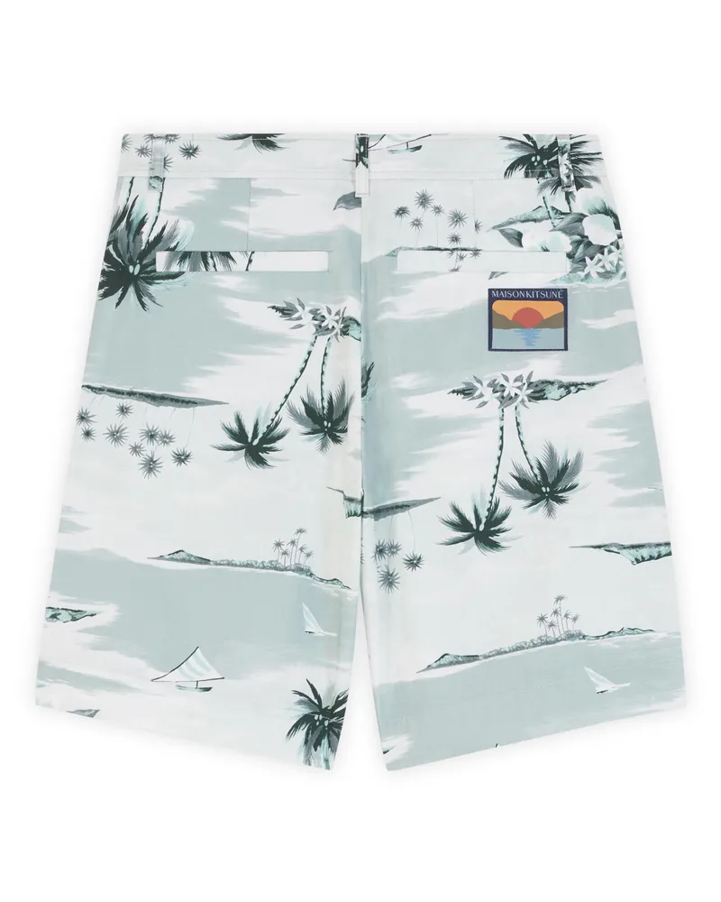 Kitsuné Graphic-Print Board Bermuda Shorts — Blue Blue