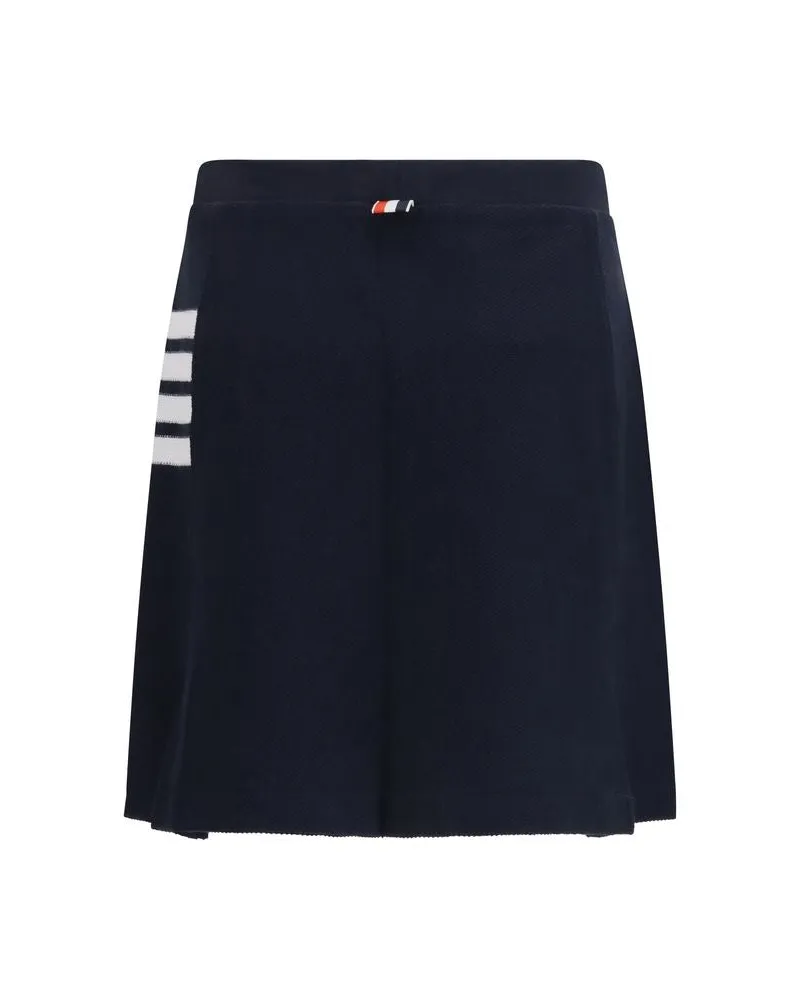 Thom Browne Women Blue Cotton Mini Skirt Navy