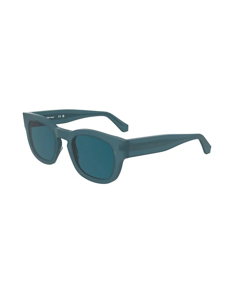 Calvin Klein CA-38320 Round-Lens Acetate Sunglasses — Blue Blue