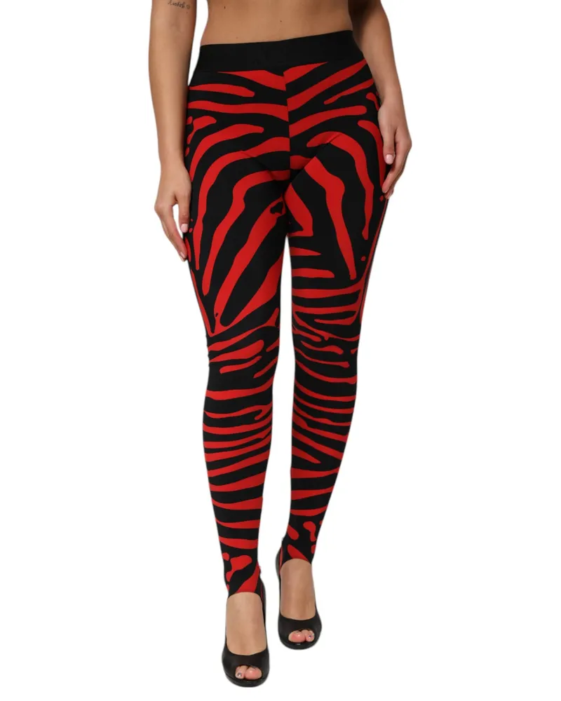 Dolce & Gabbana Logo-Waisted Striped Leggings — Black Black