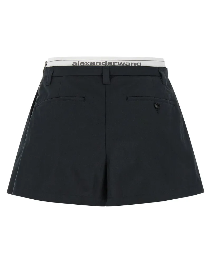 Alexander Wang Logo-Band High-Waisted Shorts — Black Black