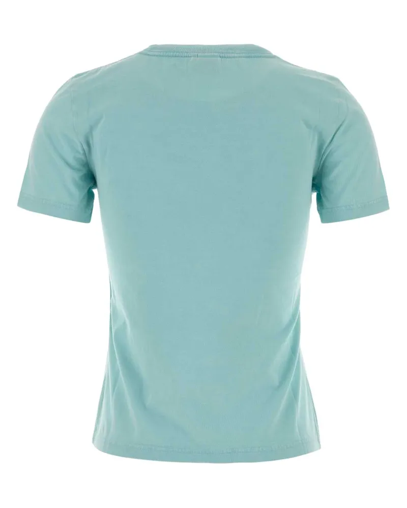 Chloé Floral Logo-Print Cotton T-Shirt — Turquoise Turquoise