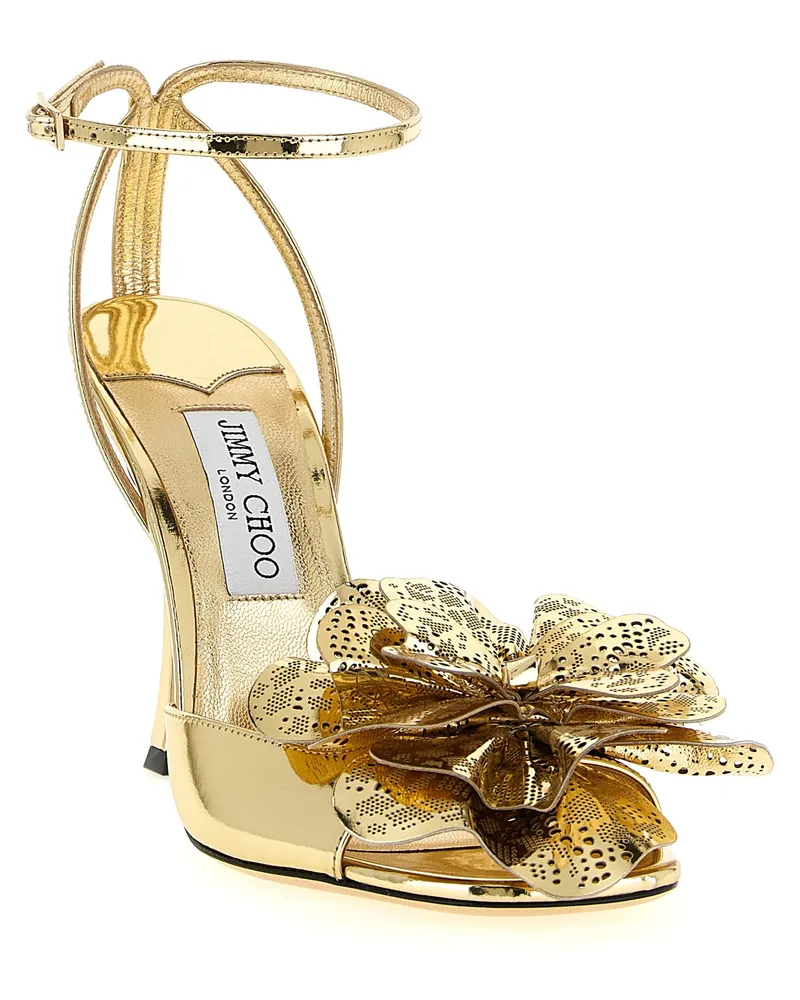 Jimmy Choo Women's Gold Leather Stiletto Heel Sandals Gold