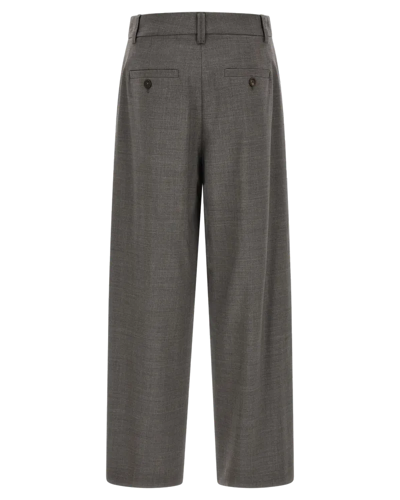 Brunello Cucinelli Pleated Virgin Wool Trousers — Gray Gray