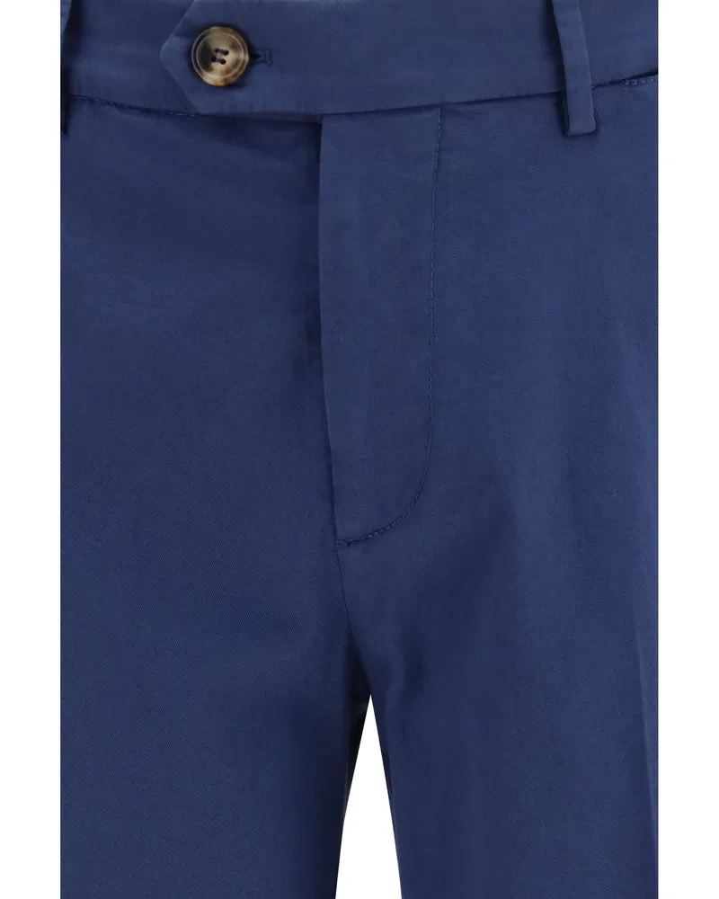 Brunello Cucinelli Men's Cotton Pants Denim Trousers Navy