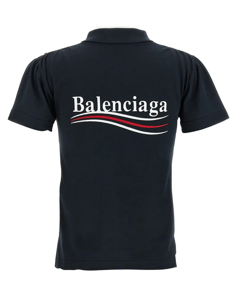 Balenciaga Logo-Embroidered Piqué Polo Shirt — Black Black