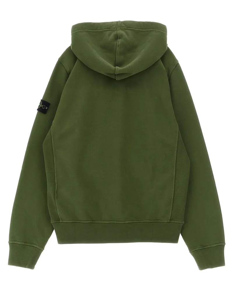 Stone Island Logo Badge Pure Cotton Hoodie — Olive Green Olive