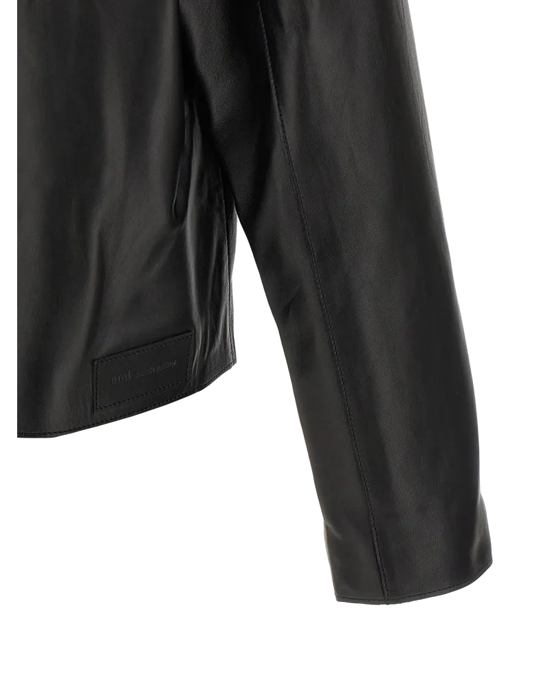 AMI Paris Lamb Leather Jacket — Black Black
