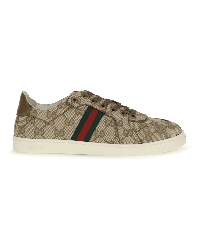 Gucci Women's Stretch Sneakers Canvas Vint.sand-Cashew-Vrv Upper: Fabric Trainers Vint.sand/cashew/vrv Beige